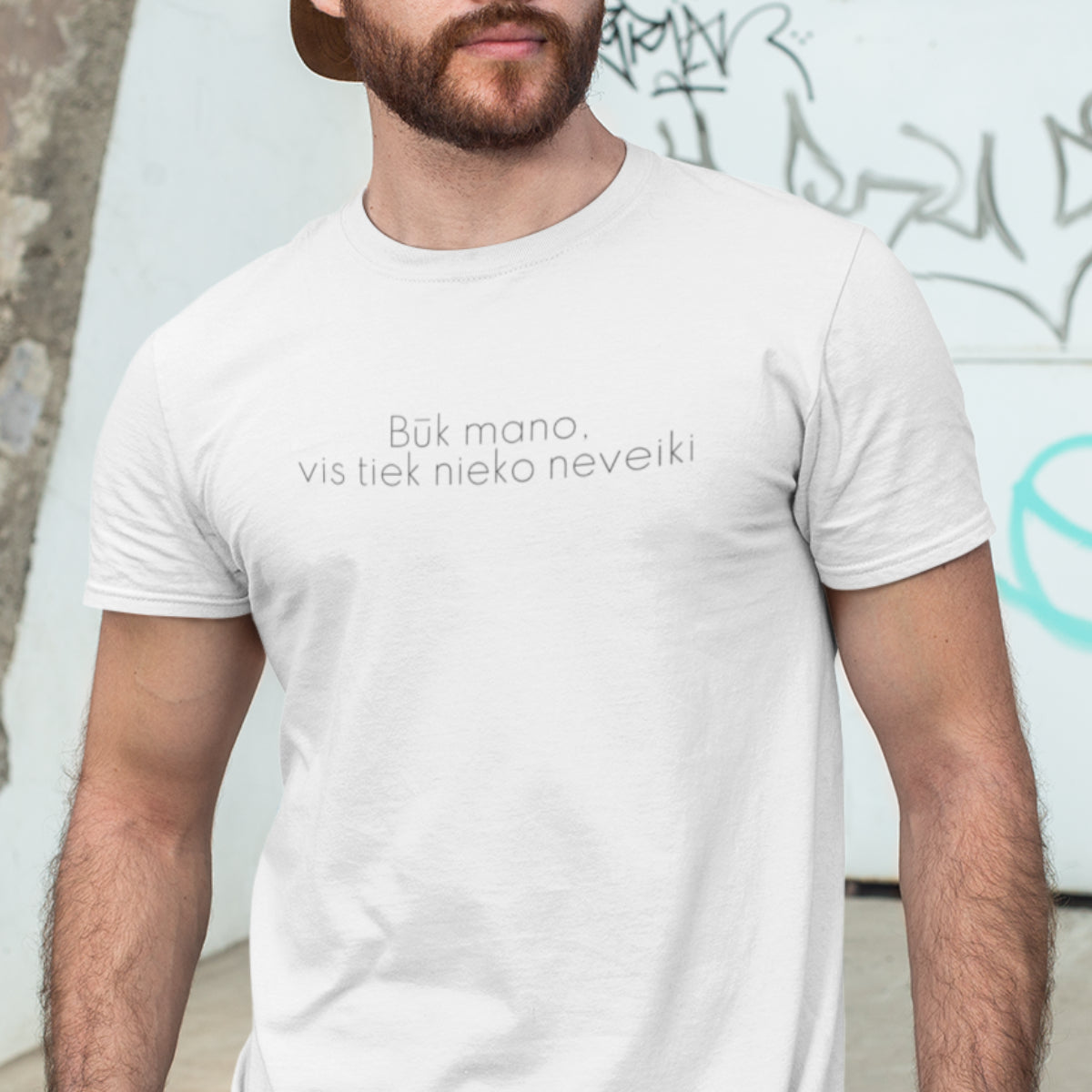 Balti UNISEX marškinėliai "Būk mano"