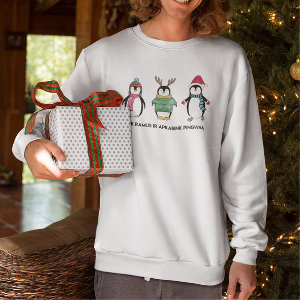 Baltas UNISEX kalėdinis džemperis be gobtuvo "Būk ramus"
