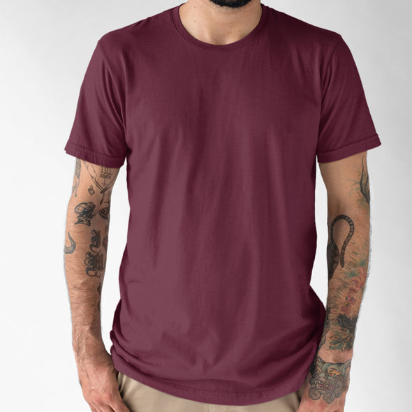Burgundiški UNISEX medvilniniai Špyga taukuota marškinėliai