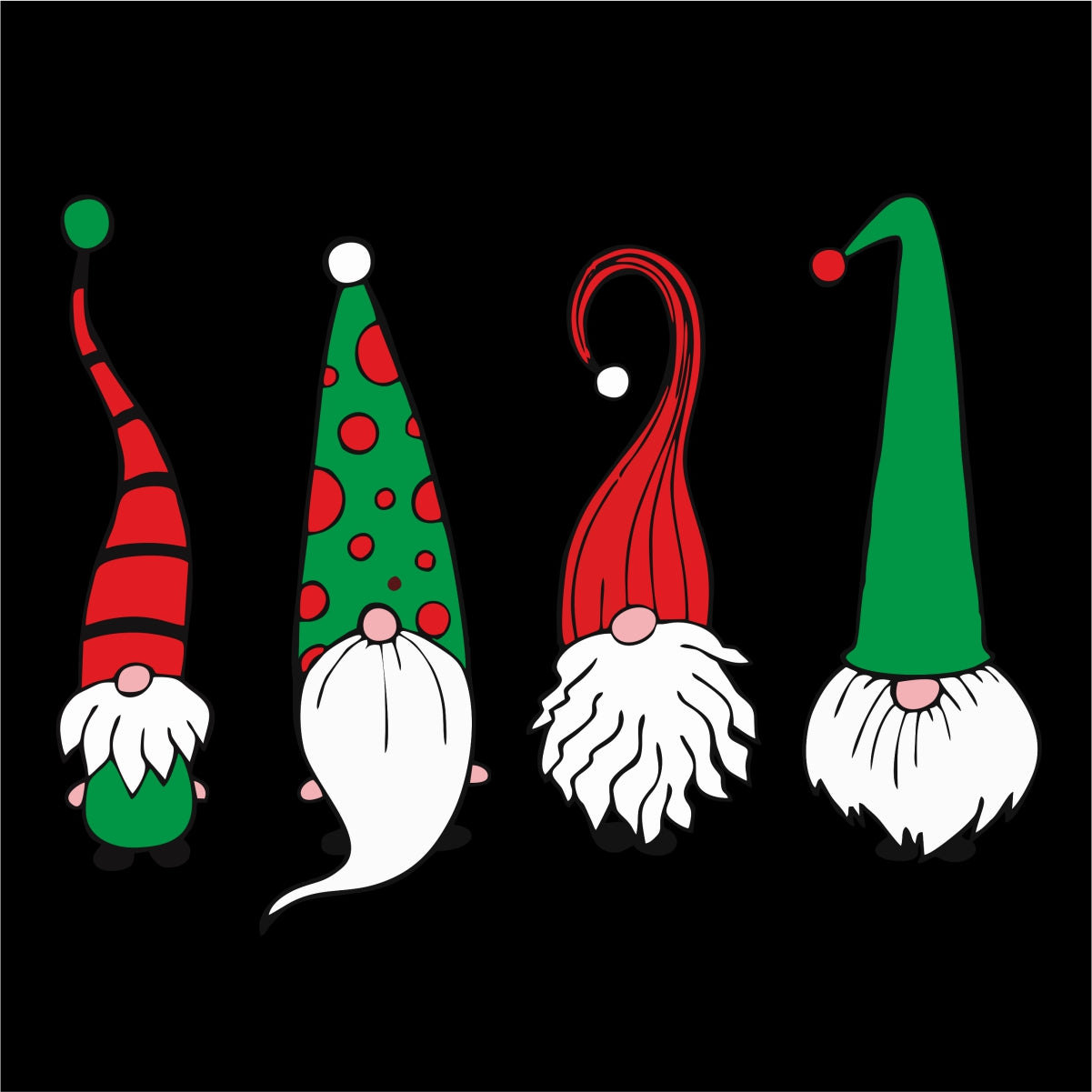 Juodos Kalėdinės kojinės "Keturi nykštukai"