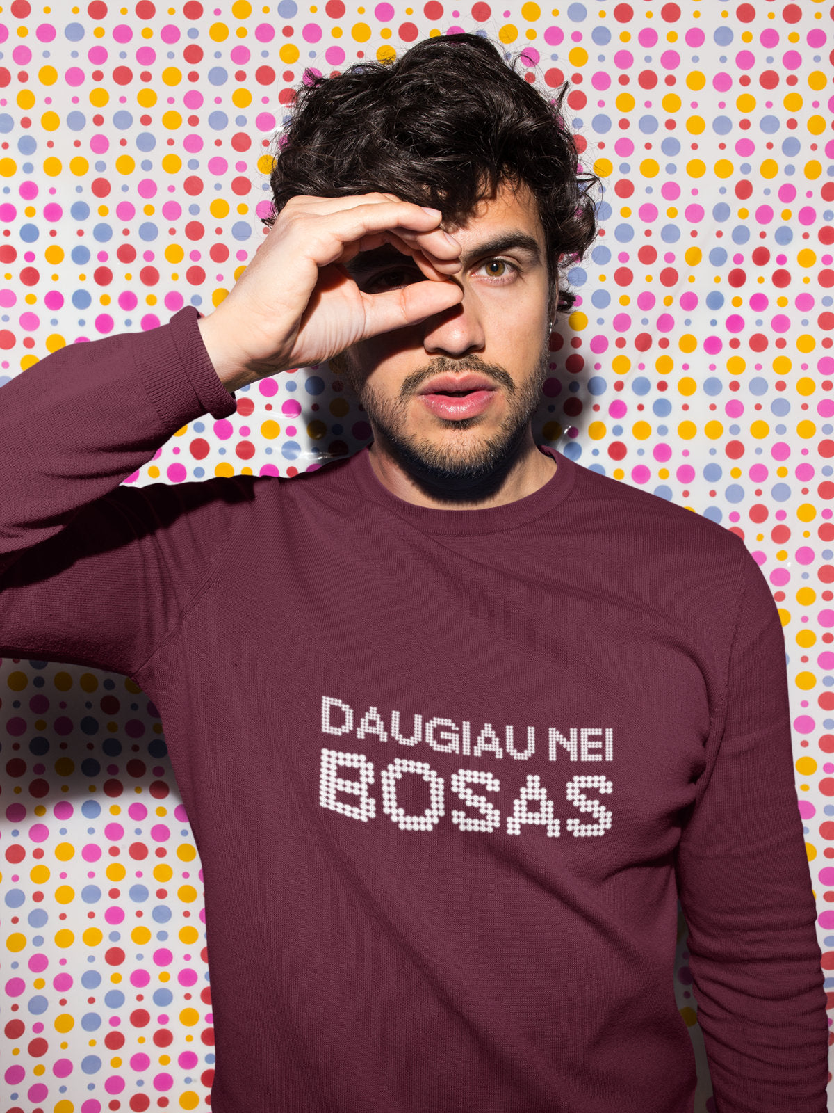 Burgundiškas džemperis be kapišono "Daugiau nei bosas"