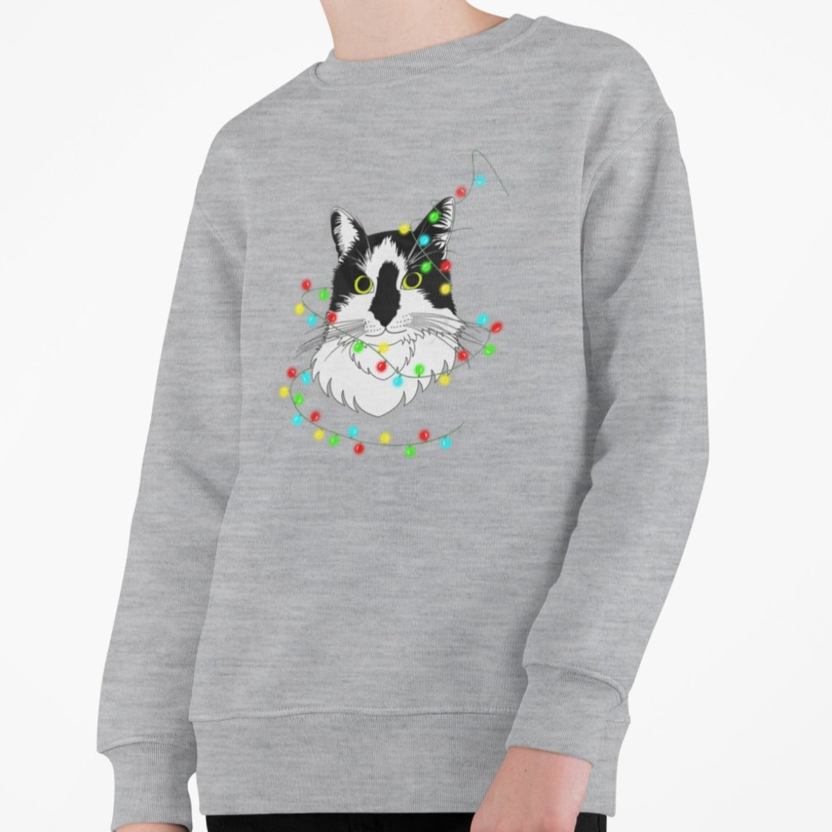 Vaikiškas pilkas melanžinis kalėdinis džemperis "Įsipainiojau"