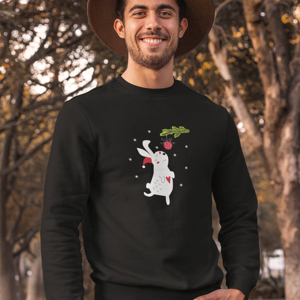 Juodi UNISEX džemperiai "Kalėdų zuikutis“