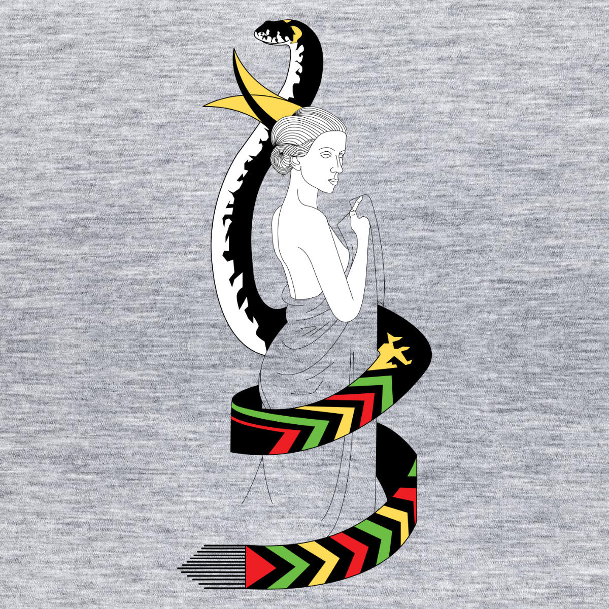 Pilki melanžiniai UNISEX marškinėliai "Eglė žalčių karalienė“