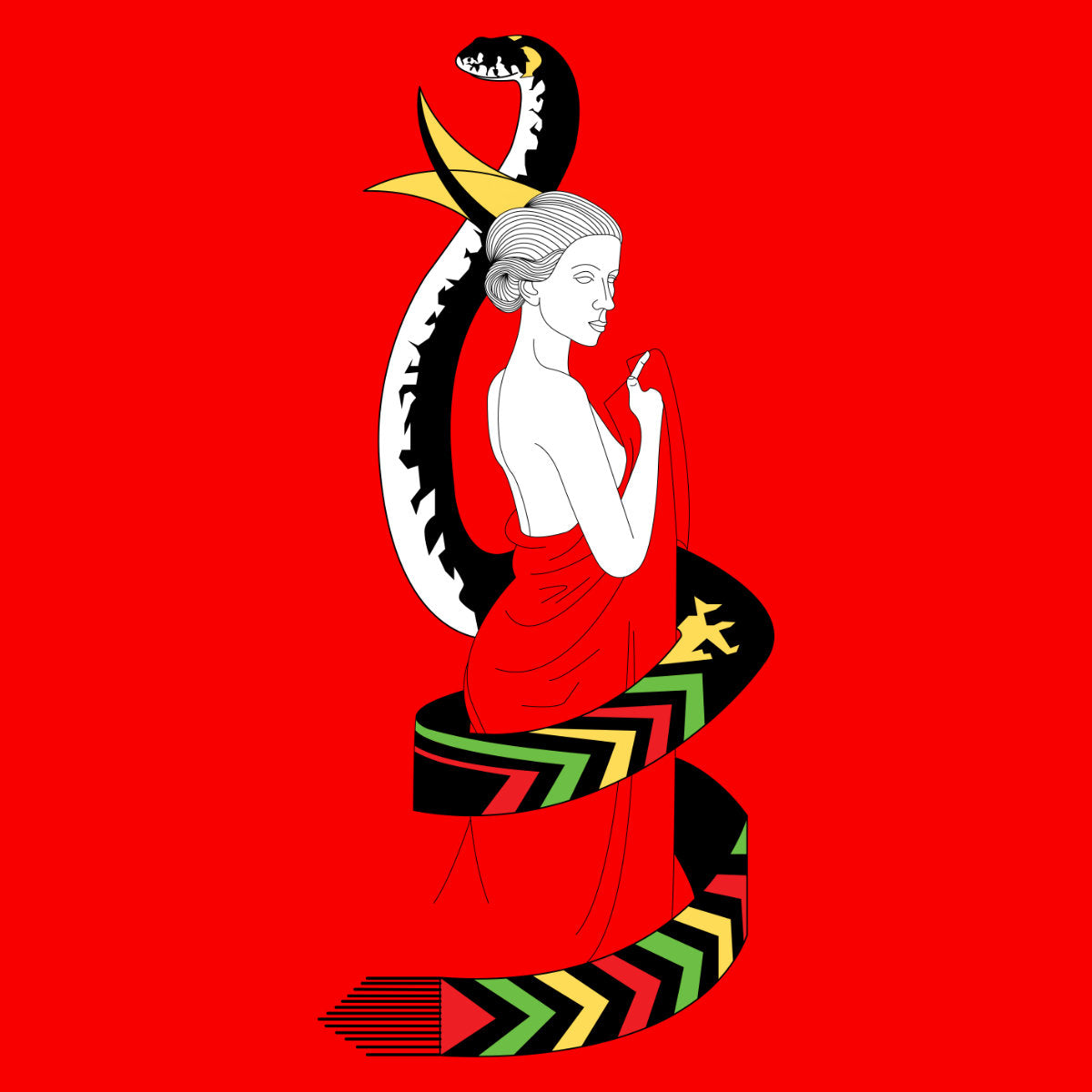 Raudoni UNISEX marškinėliai "Eglė žalčių karalienė“