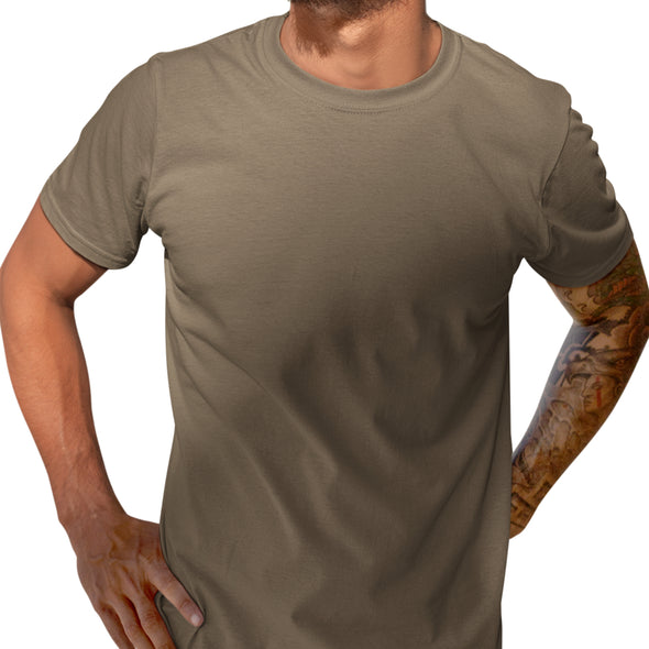 Khaki UNISEX ekologiškos medvilnės Špyga taukuota marškinėliai