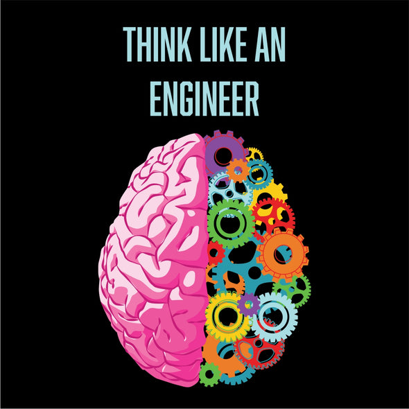 Juodas džemperis be gobtuvo "Think like an engineer"