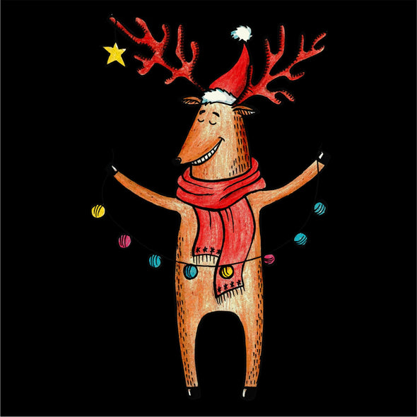 Juodas džemperis Kalėdoms su piešiniu "Briedis"