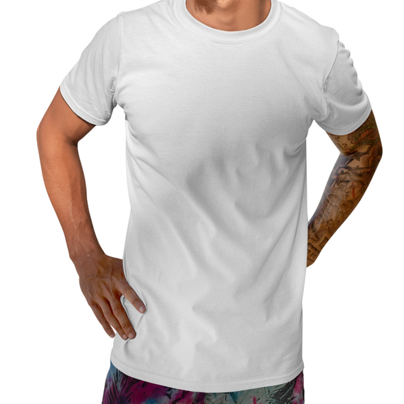 Balti UNISEX medvilniniai Špyga taukuota marškinėliai