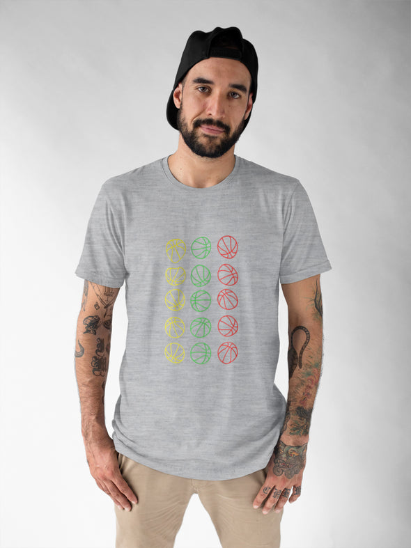 Pilki melanžiniai UNISEX marškinėliai "Lietuviški kamuoliai"