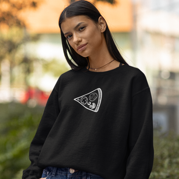 Juodi džemperiai be gobtuvu poroms "Pica“ Moteriškas dizainas
