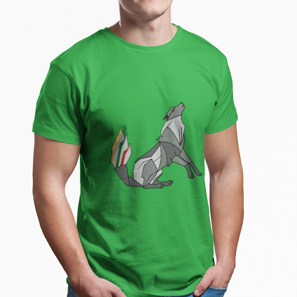 Žali UNISEX marškinėliai "Geležinis vilkas su trispalve"