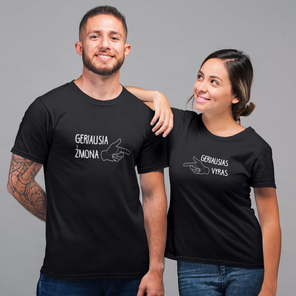 Juodi unisex marškinėliai poroms "Geriausias pasirinkimas“ Vyriškas dizainas