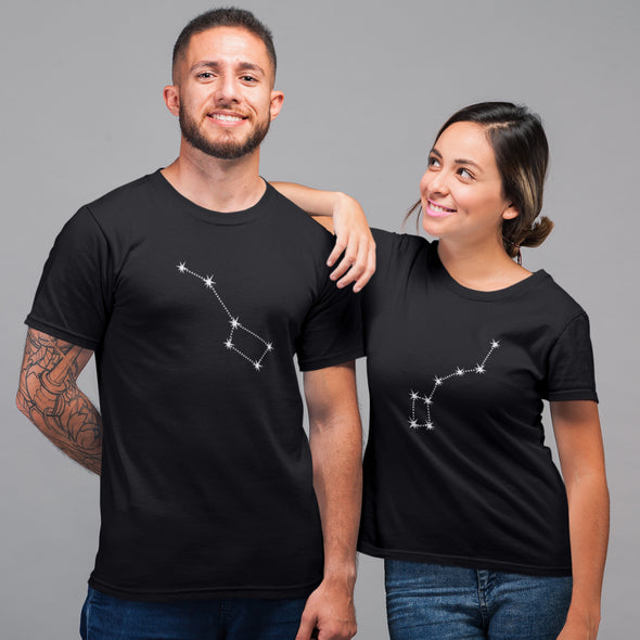 Juodi unisex marškinėliai poroms "Grįžulo ratai“ Vyriškas dizainas