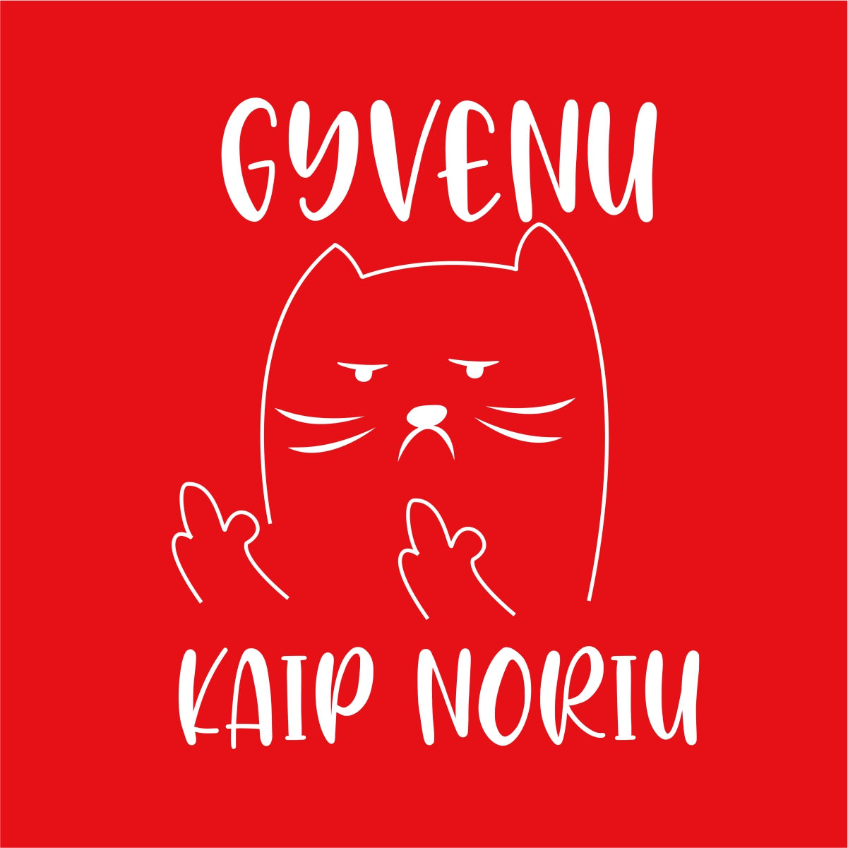 Raudonas džemperis be gobtuvo "Gyvenu kaip noriu" Ribotas kiekis (S)