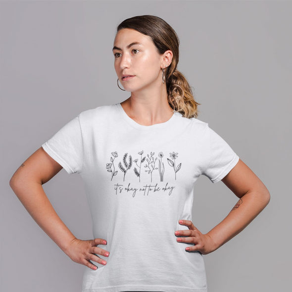 Balti ekologiški medvilniniai marškinėliai "It's okay not to be okay"