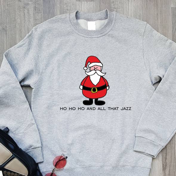 Pilkas džemperis be gobtuvo "Ho ho ho"