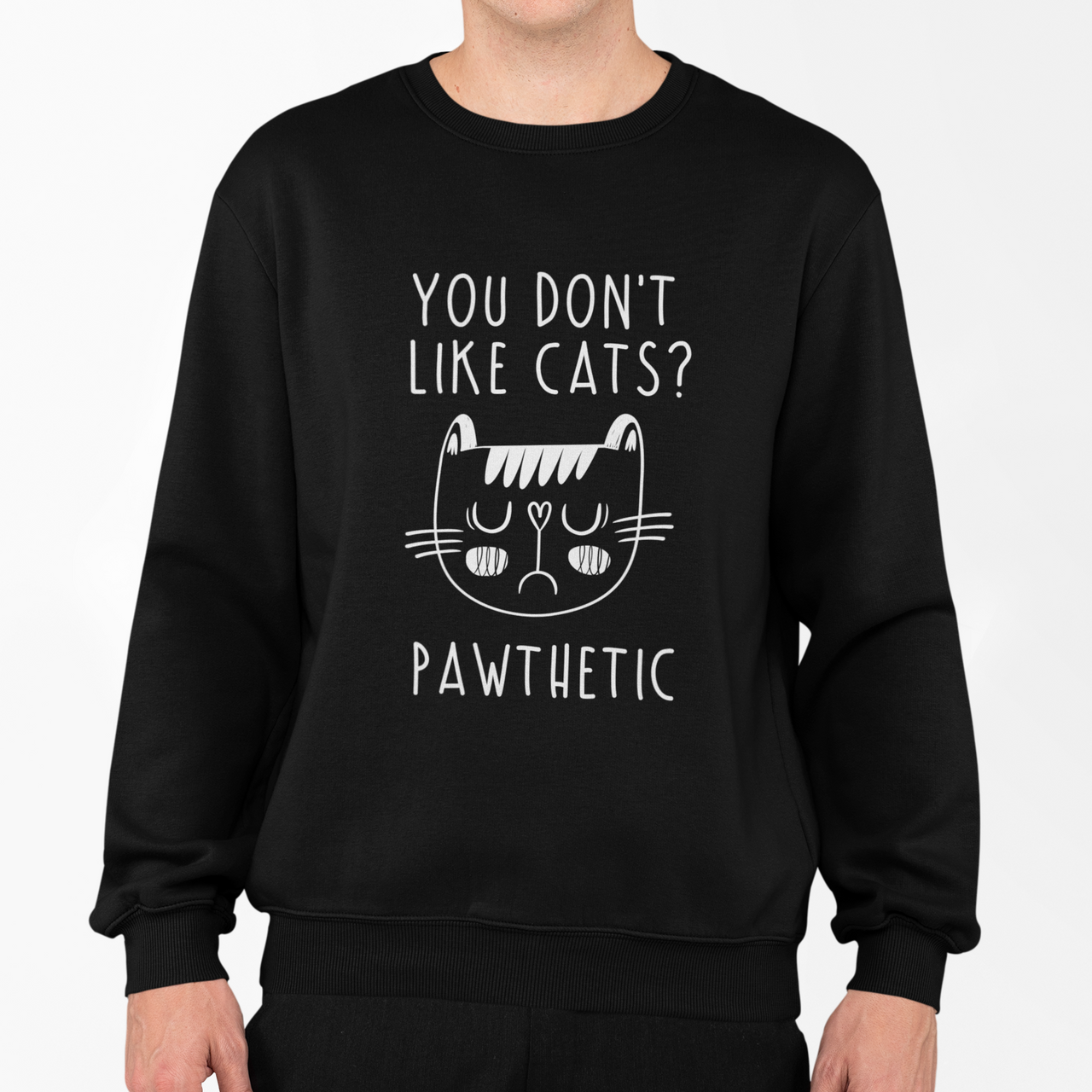 Juodas džemperis be gobtuvo "Pawthetic"