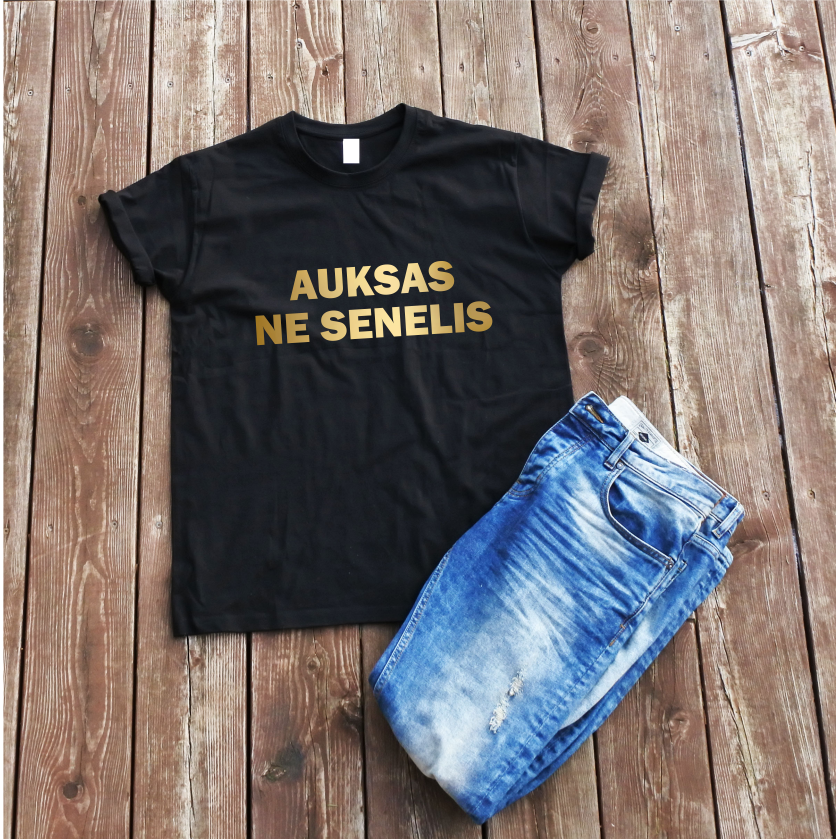 Juodi marškinėliai "Auksas ne senelis“