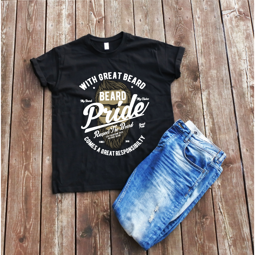 Juodi marškinėliai ''Beard Pride''