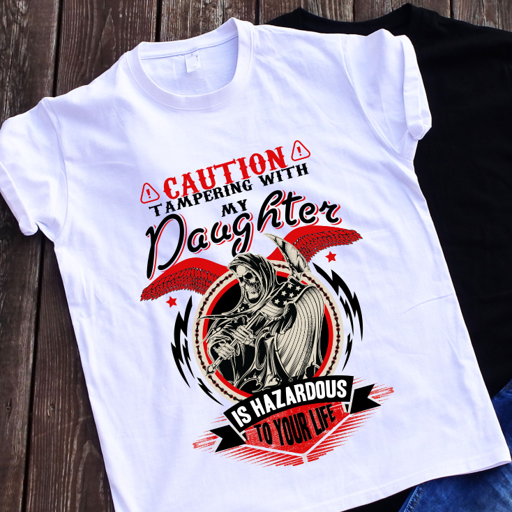 Balti marškinėliai "Caution“