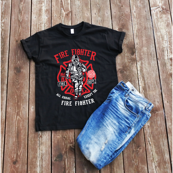 Juodi marškinėliai "Fire Fighter“