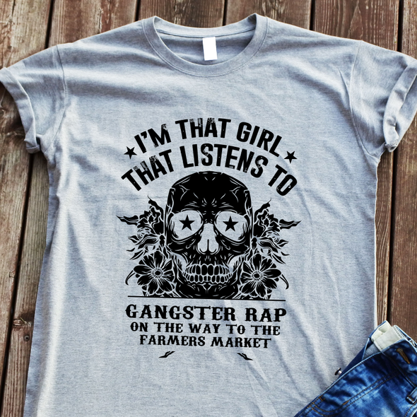 Pilki marškinėliai "Gangster rap“