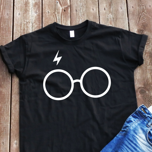 Juodi marškinėliai "Hario akiniai"