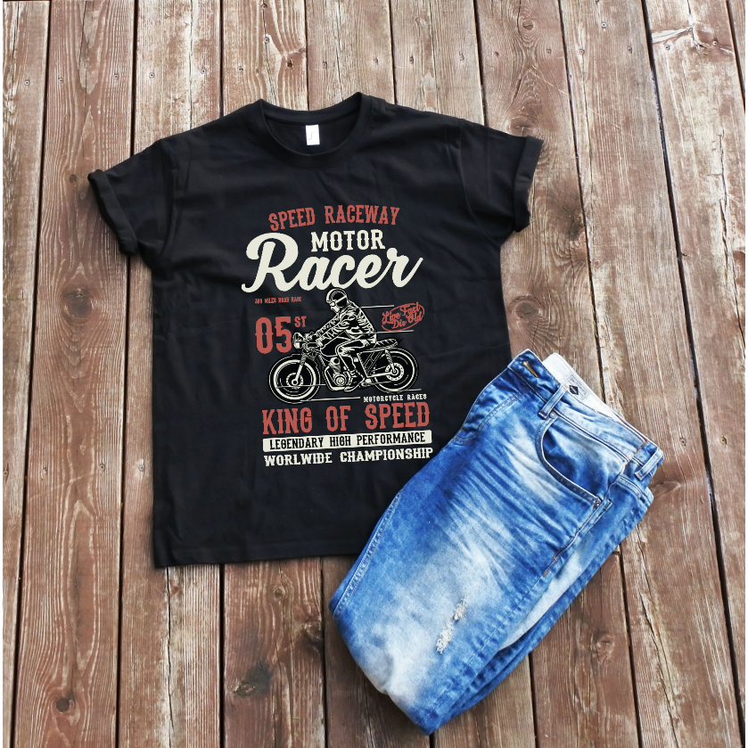 Juodi marškinėliai "MOTOR RACER“
