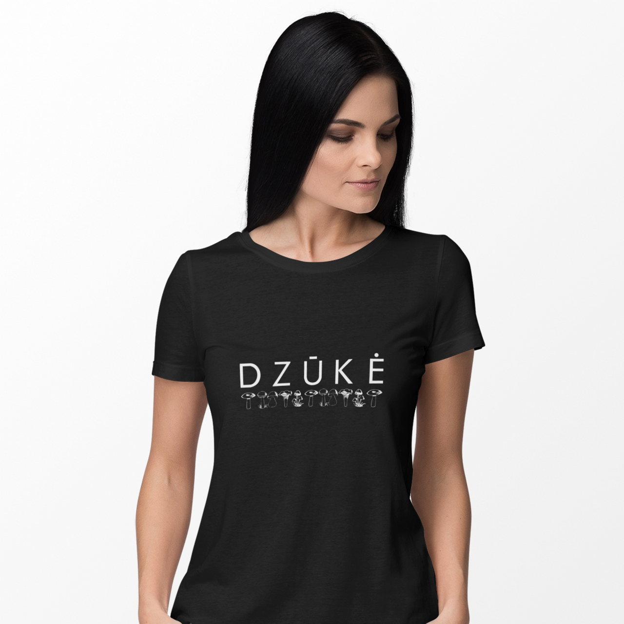 Juodi moteriški marškinėliai "Dzūkė"