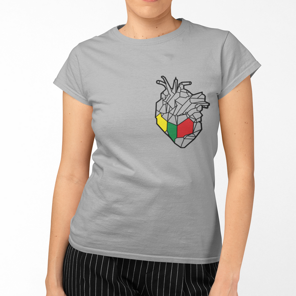 Pilki moteriški marškinėliai "Geometrinė širdis"