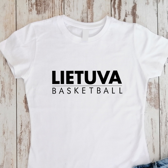 Balti moteriški marškinėliai "Lietuva basketball"