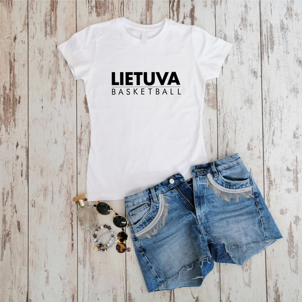 Balti moteriški marškinėliai "Lietuva basketball"