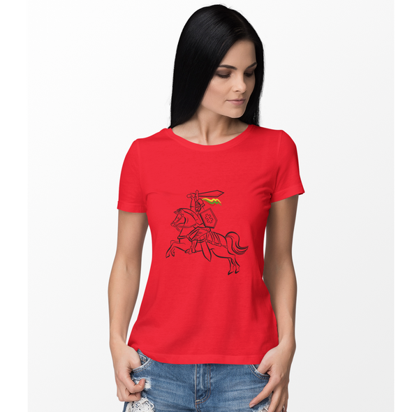 Raudoni moteriški marškinėliai "Lietuvos Vytis"