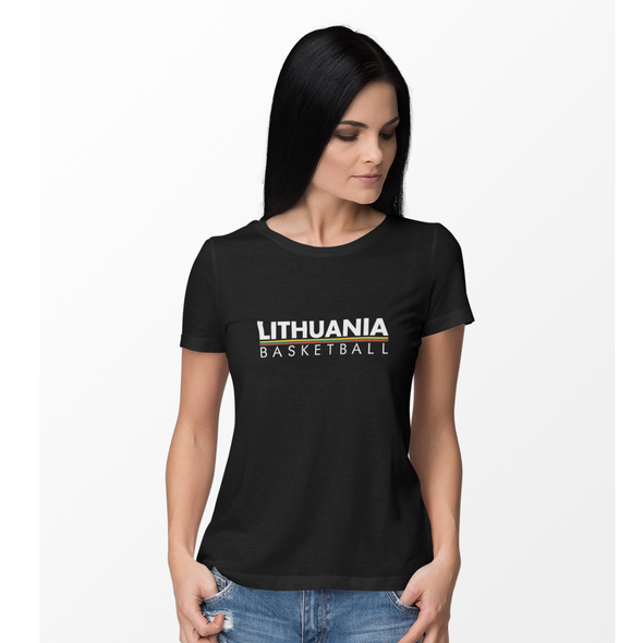 Juodi moteriški marškinėliai "Lithuania basketball"