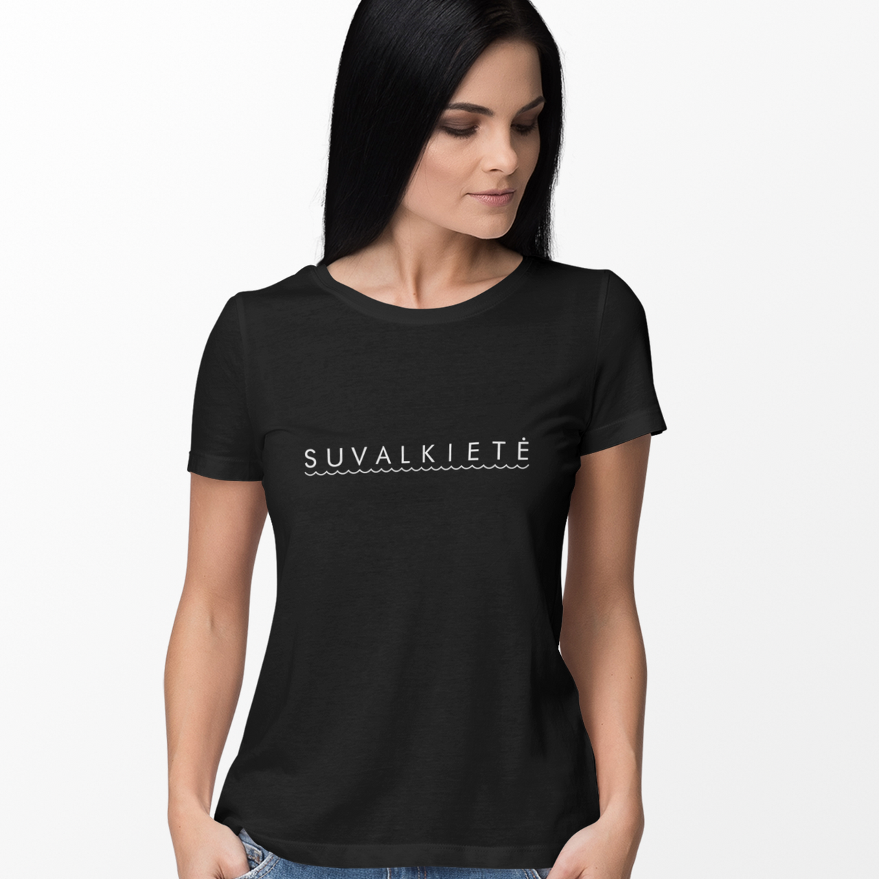 Juodi moteriški marškinėliai "Suvalkietė"