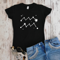 Juodi moteriški marškinėliai zodiakas "VANDENIS“