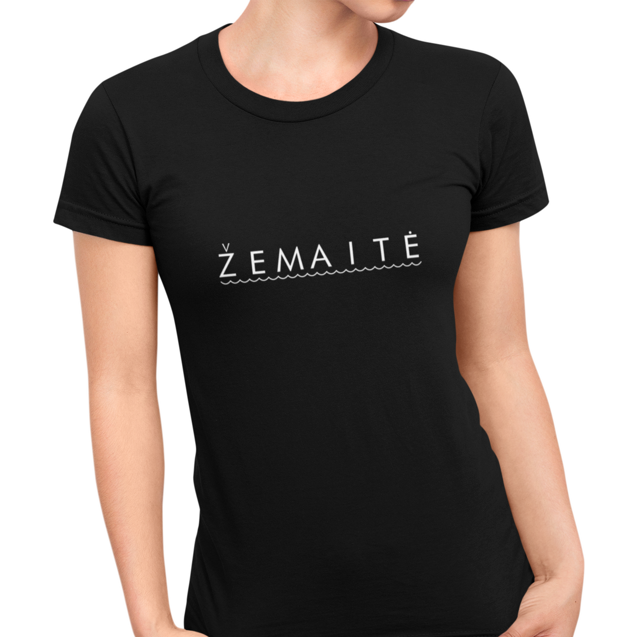 Juodi moteriški marškinėliai "Žemaitė"