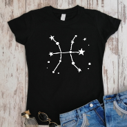 Juodi moteriški marškinėliai zodiakas "ŽUVYS“