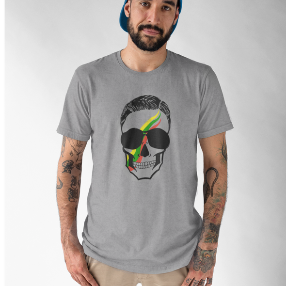 Pilki UNISEX marškinėliai "Vyriška kaukolė"
