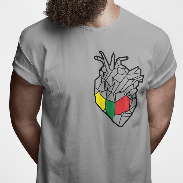 Pilki UNISEX marškinėliai "Geometrinė širdis"