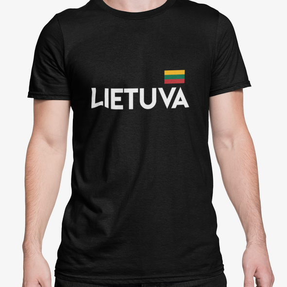 Juodi unisex marškinėliai "Lietuva su maža vėliava"