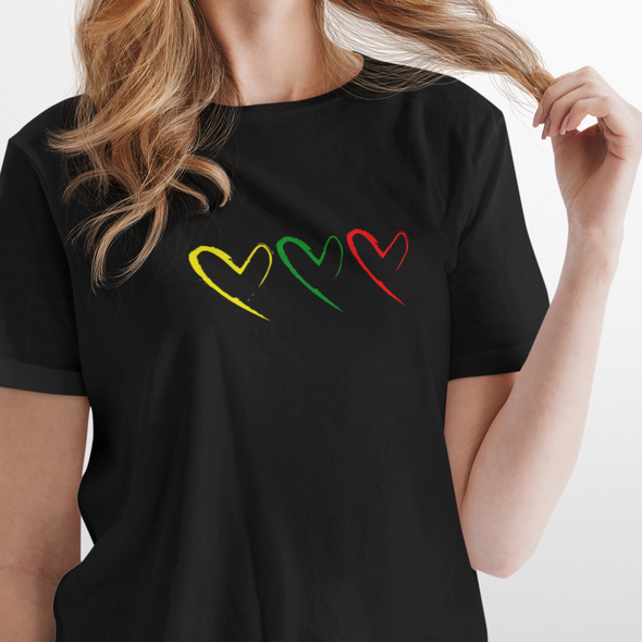 Juodi UNISEX marškinėliai "Lietuviškos širdelės"