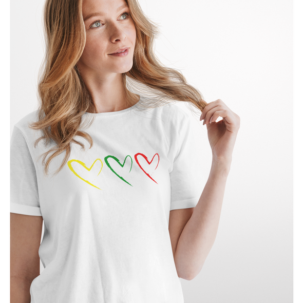 Balti UNISEX marškinėliai "Lietuviškos širdelės"