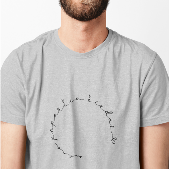 Pilki melanžiniai UNISEX marškinėliai su užrašu "Mano paparčio žiedas"