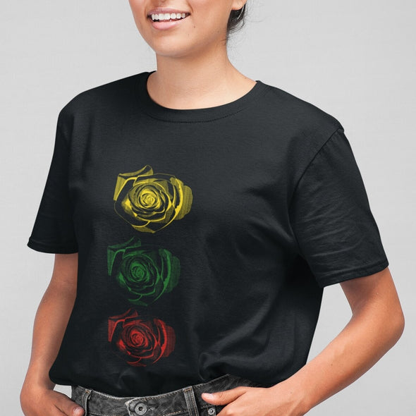 Juodi UNISEX marškinėliai "Trys rožės"