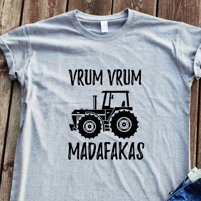 Pilki UNISEX marškinėliai "Vrum vrum"