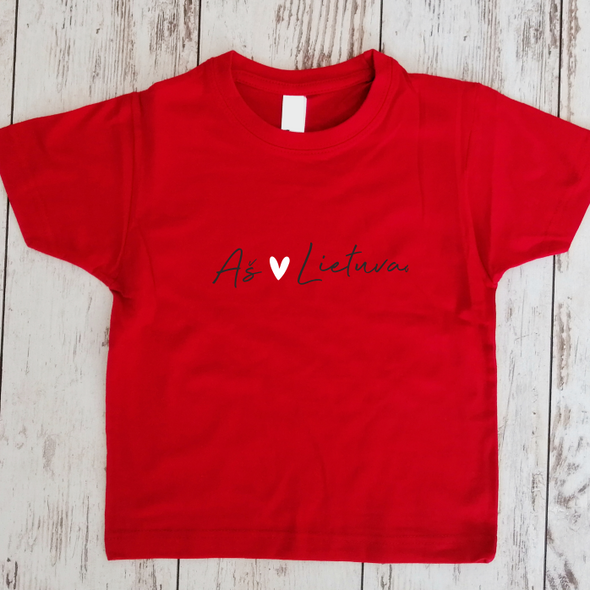 Raudoni vaikiški marškinėliai "Meilė Lietuvai"