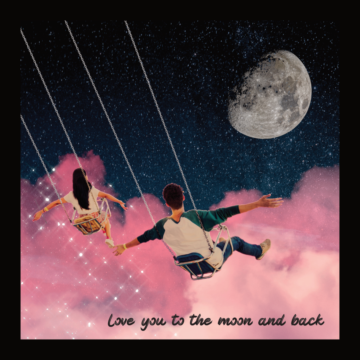 Juodi marškinėliai "To the moon and back"