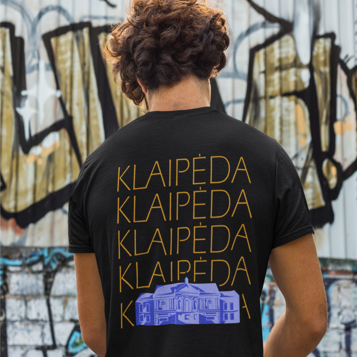 Juodi marškinėliai su spauda ant nugaros  "Mano Klaipėda“
